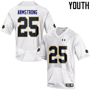 Notre Dame Fighting Irish Youth Jafar Armstrong #25 White Under Armour Authentic Stitched College NCAA Football Jersey XNJ4599ZQ